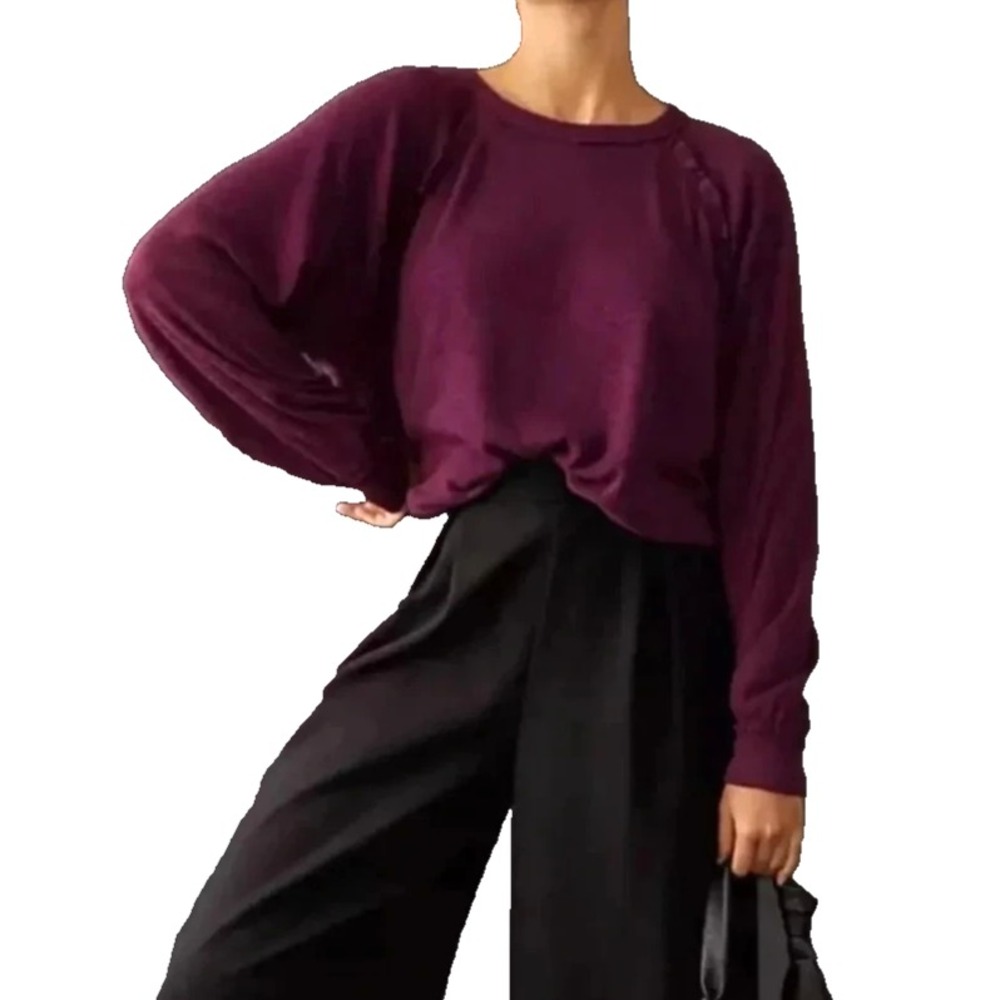 Pilcro Anthropologie Top Ruffled Raglan Sleeve Purple Sweatshirt